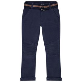 Pantalon En Twill Avec Ceinture Pour Garçon - Bleu Marine
