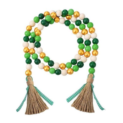 Guirlandes de perles en bois d'été, fête, avec glands, ferme, rustique, pays, Boho, pour décor de plateau à plusieurs niveaux