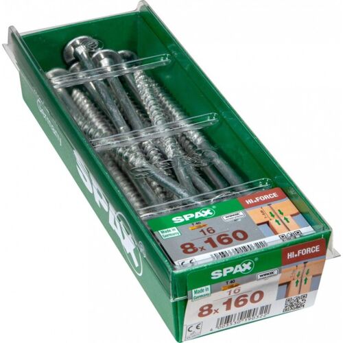 Lot de 16 vis acier torx SPAX, Diam.8 mm x L.160 mm