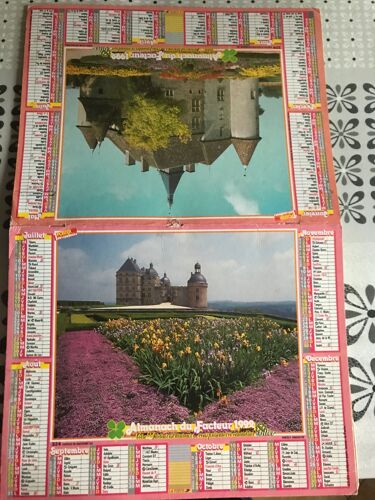 Almanach Du Facteur 1992- Département Nord (59)- Châteaux De Beauvoir Sur Bresbe (03) & De Hautefort (24) - Poster Toujours Agrafé -