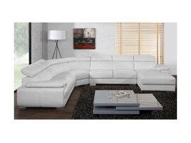 Canapé panoramique 7 places en cuir ELEVANTO - Blanc - Angle droit