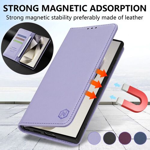 Coque pour Samsung Galaxy A55 5G,Etui Housse Samsung Galaxy A55 5G Antichoc,Portefeuille Etui en Cuir PU Premium,Housse convenient bracket pour Samsung Galaxy A55 5G - Mauve