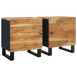Vidaxl Tables De Chevet 2 Pcs 40x33x46 Cm Bois D'acacia Massif
