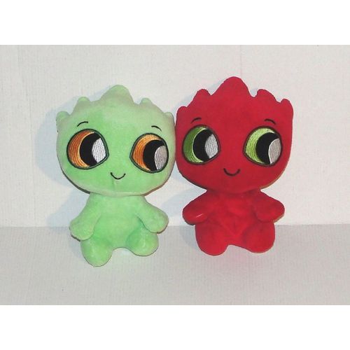 Peluche Frutti + Veggi Vert Et Rouge - Lot 2 Doudou Fruit Et Legumes Frais Interfel 17 Cm