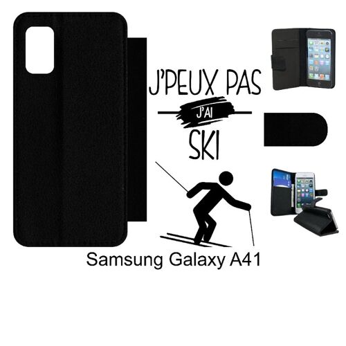 Etui À Rabat Galaxy A41 - J Peux Pas J Ai Ski 1 - Simili-Cuir - Noir