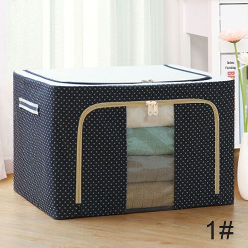 Boîte de rangement en tissu Oxford 24l, nouveau cadre en acier, boîte de rangement en tissu Transparent étanche pour vêtements chaussettes sous-vêtements