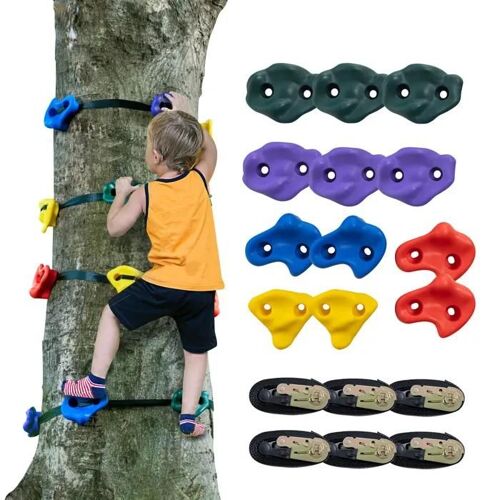 Kit D'ascension D'arbre-Vevor-Comprend 12 Poignées D'escalade Et 6 Sangles À Cliquet Sécurisées-Préparation De Parcours D'obstacles