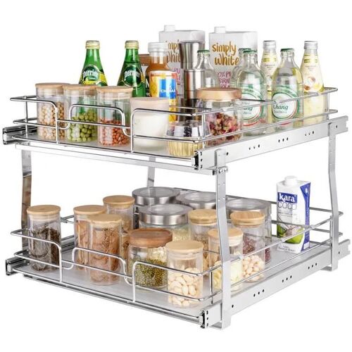 Rangement sous Évier 2 Étages-VEVOR-474x533 mm et 452x516 mm-Charge 30 kg- pour Organisation de Salle de Bain Cuisine