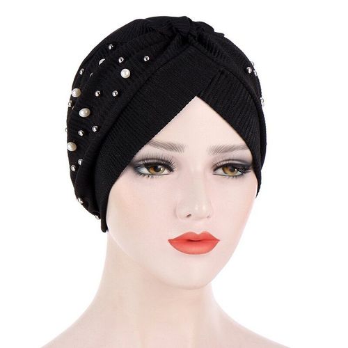 Chapeau Turban Élastique Avec Perles Pour Femmes Musulmanes, Couvre Chef En Polyester Torsadé, Chimio, Bonnet, Hijab, Couvre Chef, Nouvelle Collection