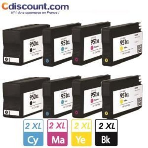 Pack de 8 Cartouches pour HP 950 951 XL