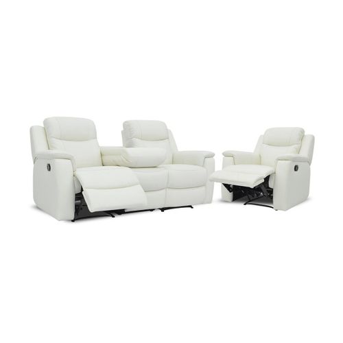 Canapé 3+1 Places Relax Evasion En Cuir - Blanc Ivoire