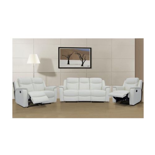 Canapé 3+2+1 Places Relax Evasion En Cuir - Blanc Ivoire