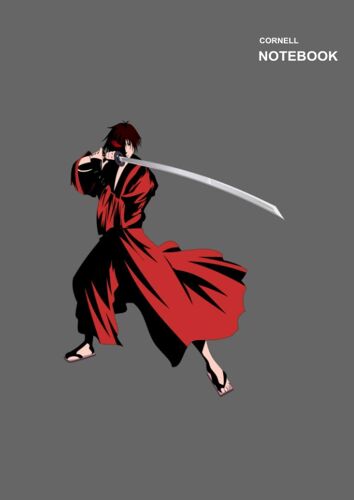 Cornell Paper Sketchbook: Cornell Notes, 8.27 X 11.69 (International Standard For Paper A4 Size), 110 College Ruled Paper, Himura Kenshin Rurouni Kenshin Wandering Samurai Notebook Cover.