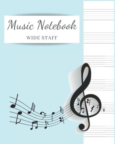 Music Notebook Wide Staff: Blank Sheet Music Notebook | 6 Staves Per Page | Light Blue Matte Cover (Manuscript Music Paper)