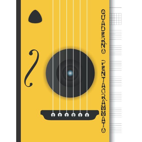 Quaderno Pentagrammato Per Chitarra Con Tablature: 7 Tab E 6 Griglie Per Accordi Per Pagina, Con Spazio Per Titolo Del Brano | Indice | Pagine Numerate | Orario Lezioni | Formato Grande