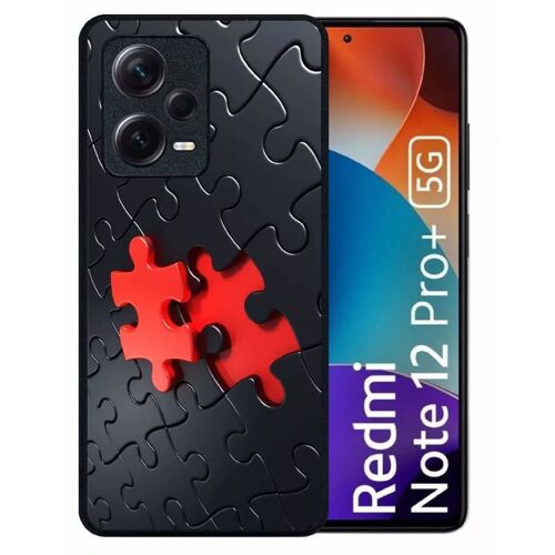 Coque pour redmi note 12 pro+ - puzzle one piece red - silicone - noir