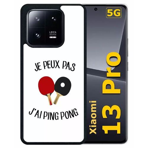 Coque pour xiaomi 13 pro - je peux pas j ai ping pong fond blanc - silicone - noir