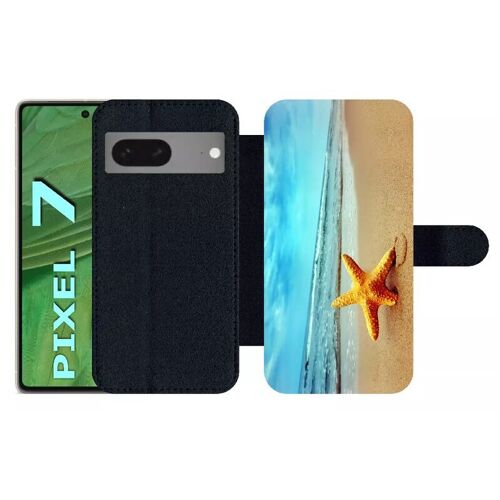Etui À Rabat Pour Pixel 7 - Etoile De Mer Plage - Simili-Cuir - Noir