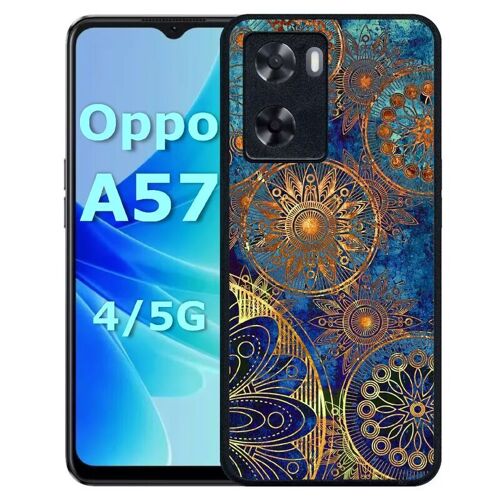 Coque Pour Oppo A57 - Ornements Or Et Bleu Nuit - Silicone - Noir