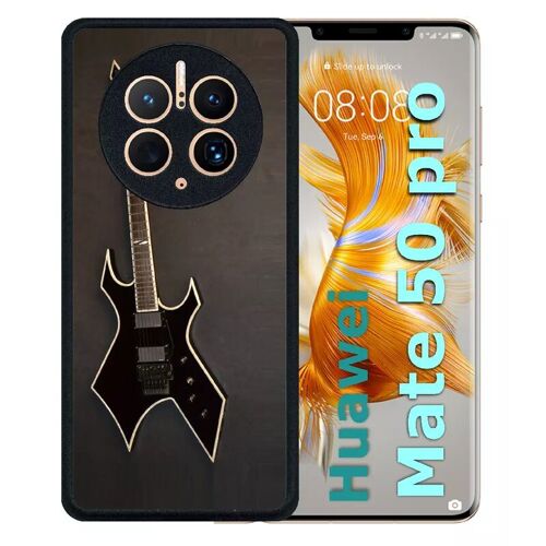 Coque pour huawei mate 50 pro - guitare rock n roll - silicone - noir
