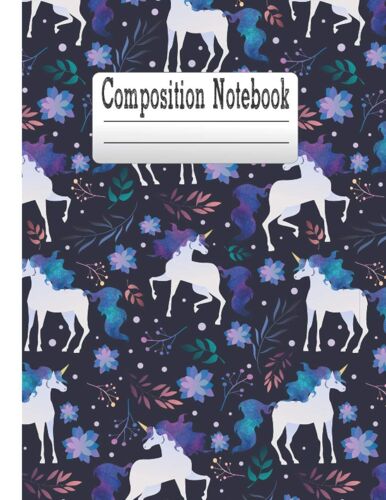 Composition Notebook: Awesome Cute Rainbow Magical Fantasy Colorful Unicorns Horse Lover Coloring And Activity Notebook