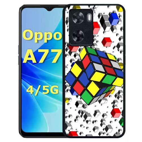 Coque pour oppo a77 4g/5g - rubik's cube 3d - silicone - noir