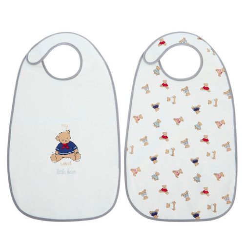 Lot De 2 Bavoirs Imperméables Oursons - Ecru