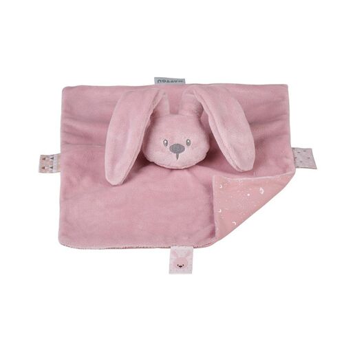 Doudou Plat Lapin Lapidou Rose Avec Imprimé Phosphorescent - Rose