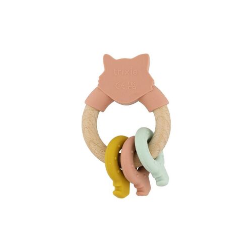Anneau D'Activités En Silicone Et Bois Mrs Cat - Rose Poudré