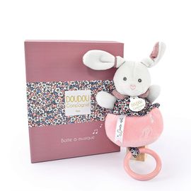 Peluche Musicale Boh'aime Lapin Rose - Doudou Et Compagnie