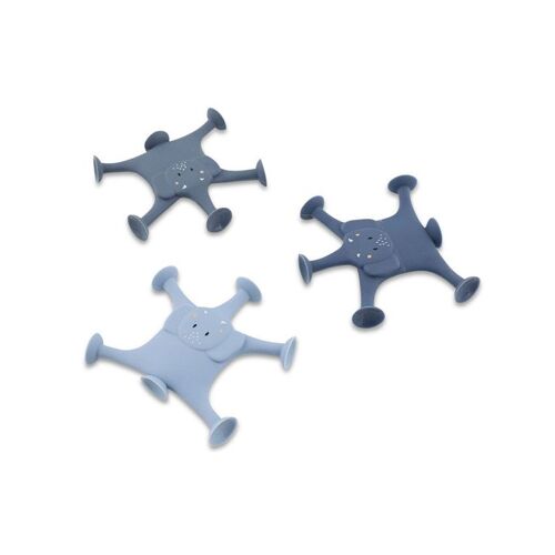 Jeu De Ventouse Pour Le Bain Animaux 3 Pièces La Famille Éléphant Bleu - Bleu