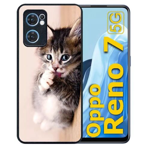 Coque pour oppo reno7 5g - chaton tout mignon - silicone - noir