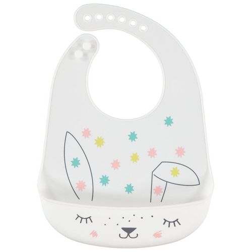 Bavoir En Silicone Motif Lapin - Blanc - Blanc