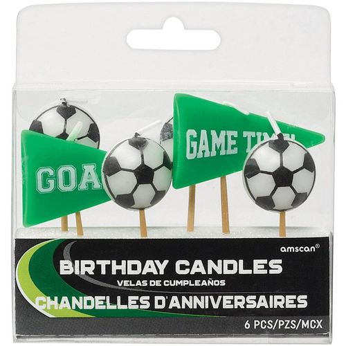 Lot De 6 Bougies Football - Multicolore