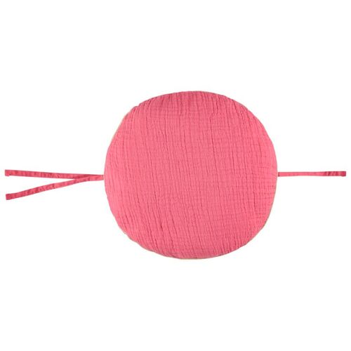 Coussin Décoratif Rond En Tétra Modulable En Tour De Lit Ou De Parc - Rose Foncé