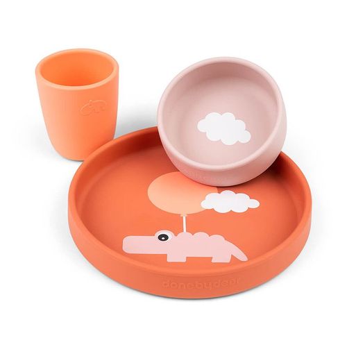 Coffret Repas En Silicone Happy Clouds Papaye - Orange