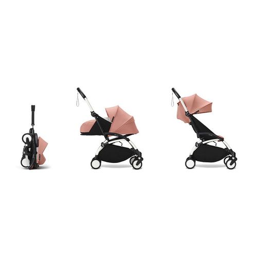 Poussette Stokke® Yoyo³ De La Naissance À 3 Ans - Cadre Blanc/Ginger - Rose
