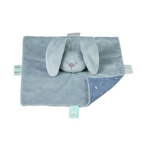 Doudou Plat Lapin Lapidou Bleu Ciel Avec Imprimé Phosphorescent - Bleu-Vert