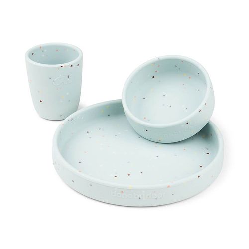 Coffret Repas En Silicone Confettis Bleu - Bleu