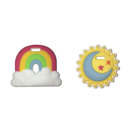 Set De 2 Mini Jouets De Dentition Arc-En-Ciel + Soleil - Multicolore
