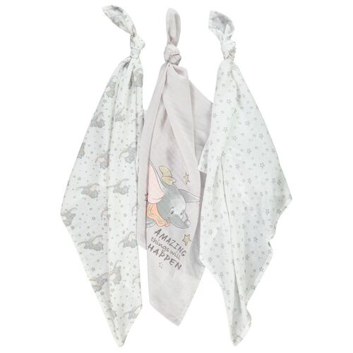 Lot De 3 Langes En Gaze De Coton Dumbo Disney - Gris Clair