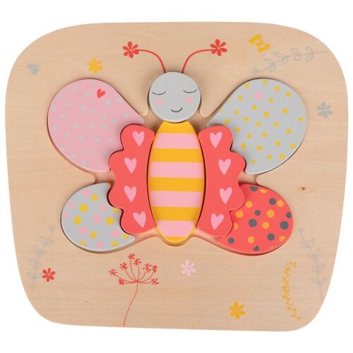 Puzzle En Bois 8pcs - Papillon - Multicolore