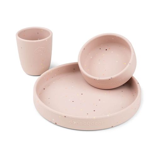 Coffret Repas En Silicone Confettis Rose - Rose