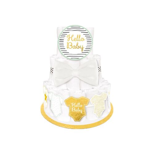 Support Décoratif Gâteau De Couches Hello Baby - Multicolore