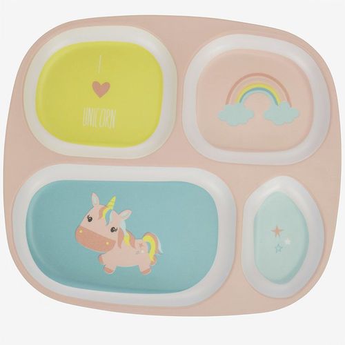 Assiette À Compartiments En Mélaminé - Licorne - Multicolore