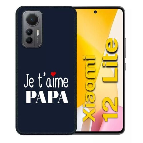 Coque Pour Xiaomi 12 Lite - Je T Aime Papa Fond Bleu - Silicone - Noir
