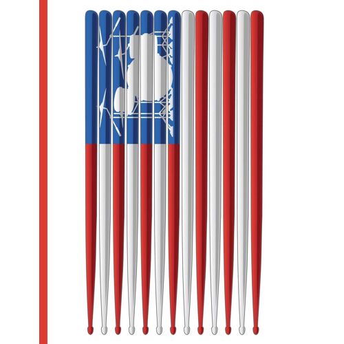 Usa Flag : Drum Set & Drum Sticks: 8.5 X 11 College Ruled Notebook