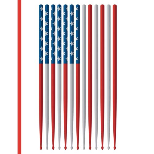 Usa Flag : Drum Sticks: 8.5 X 11 College Ruled Notebook
