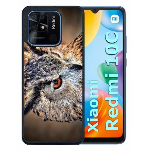 Coque pour redmi 10c - chouette hiboux - silicone - noir