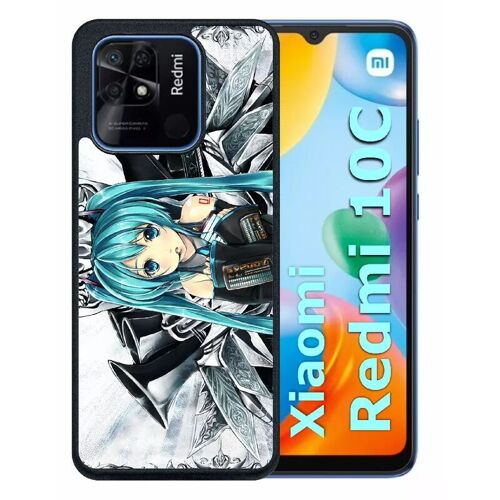 Coque pour redmi 10c - manga fille - silicone - noir